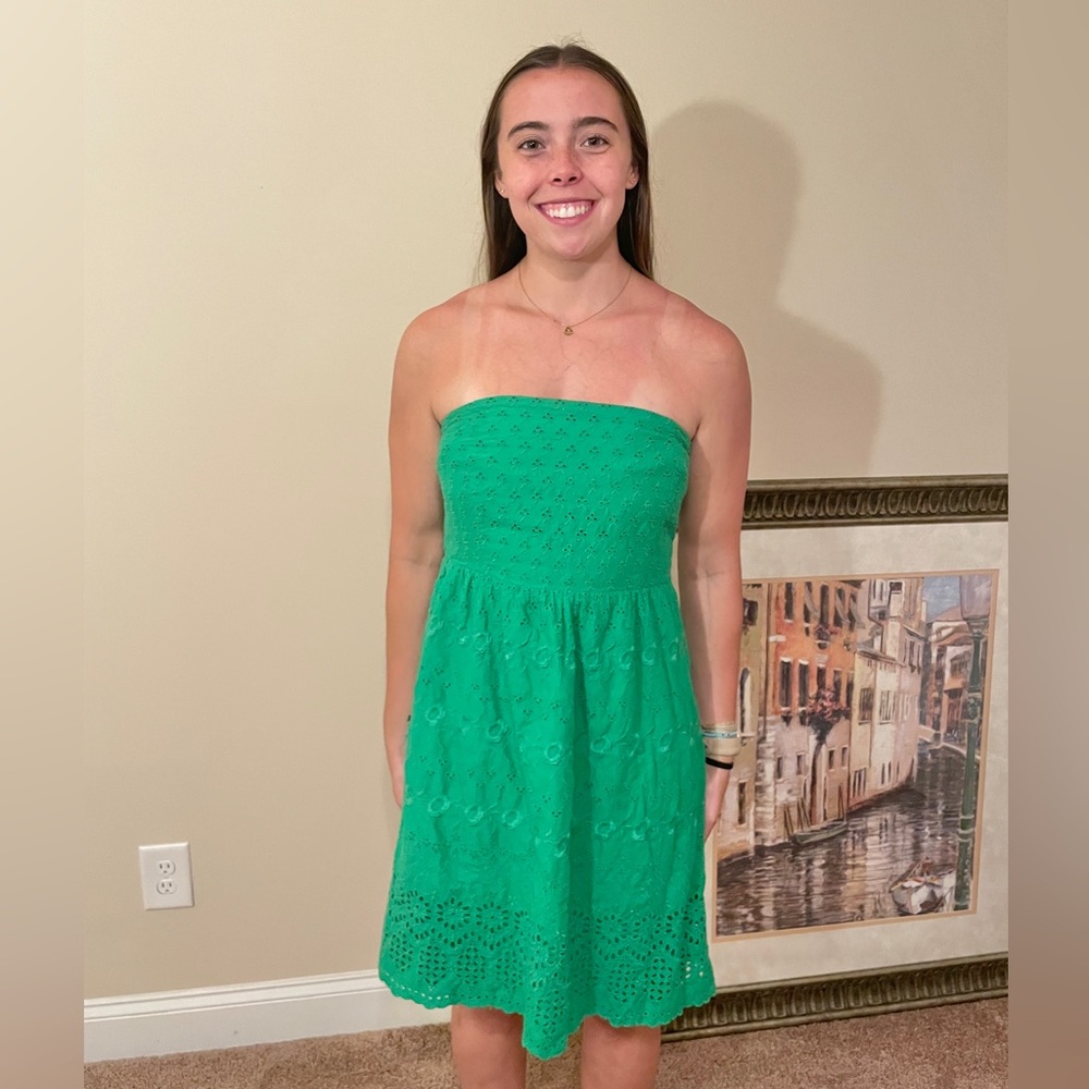 Old Navy Kelly Green Eyelet Strapless Dress, Size L